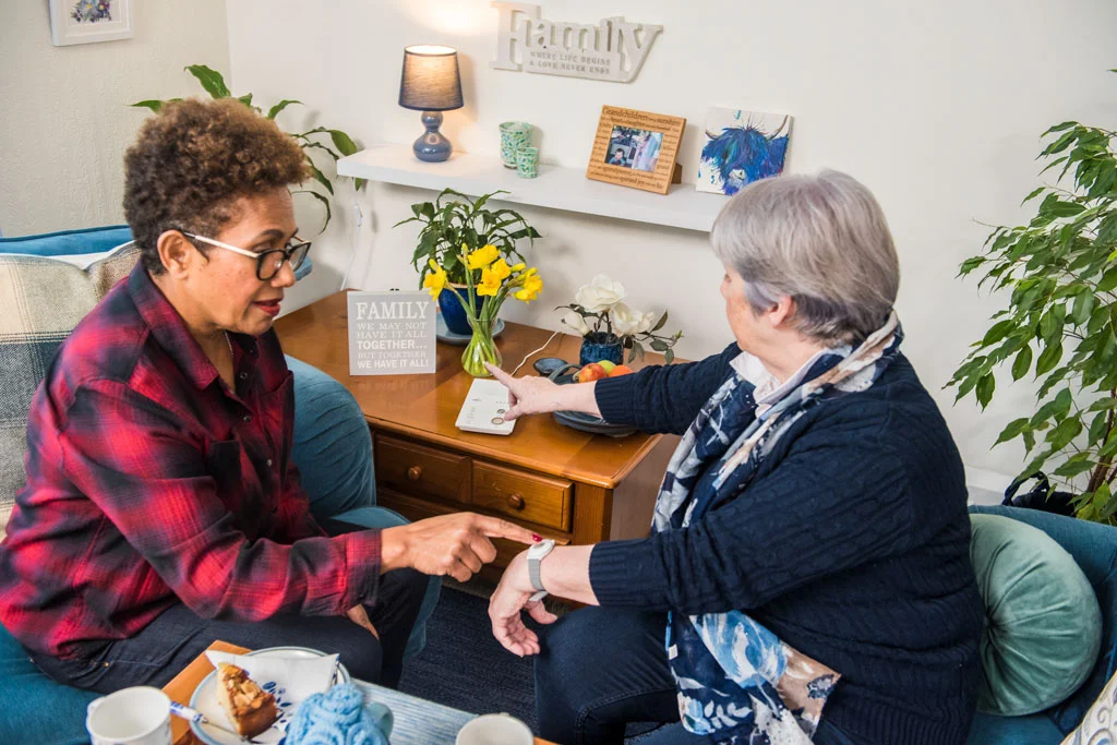 Patient Wearing smart wrist band and guardian smart home hub