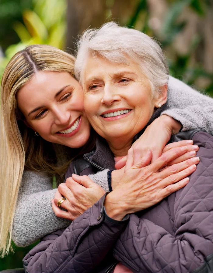 mother and daughter embracing